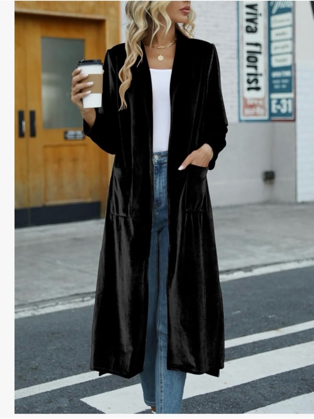 Black Drapey Velvet Duster